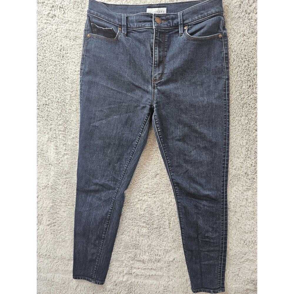 LOFT Women's Blue Denim Dark Wash Modern High Waist Skinny Leg Jeans Sz 4 27‎